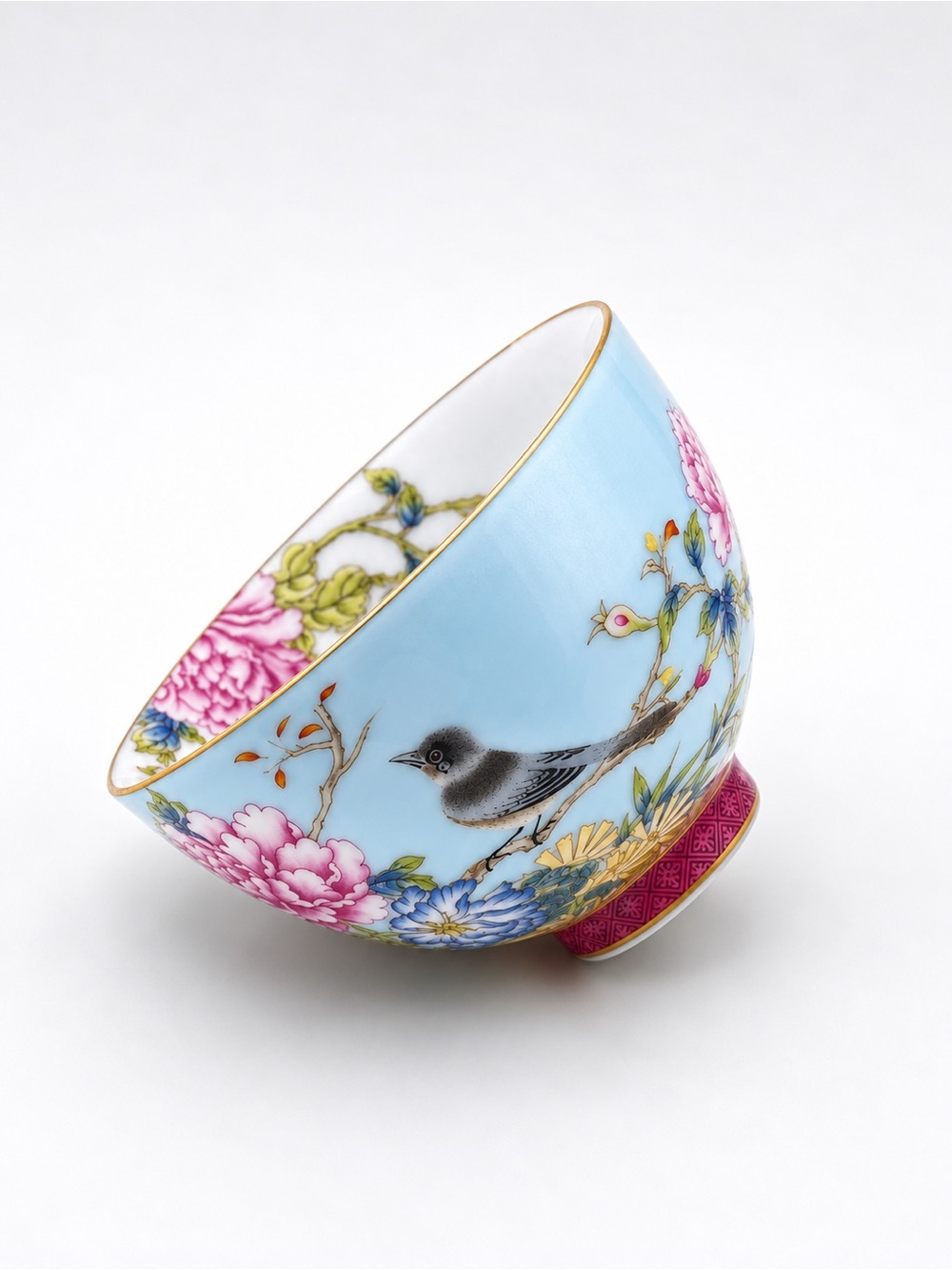 Mahjong Tiles Chinoiserie Vintage porcelain style Dice Dish Sparrow baby blue